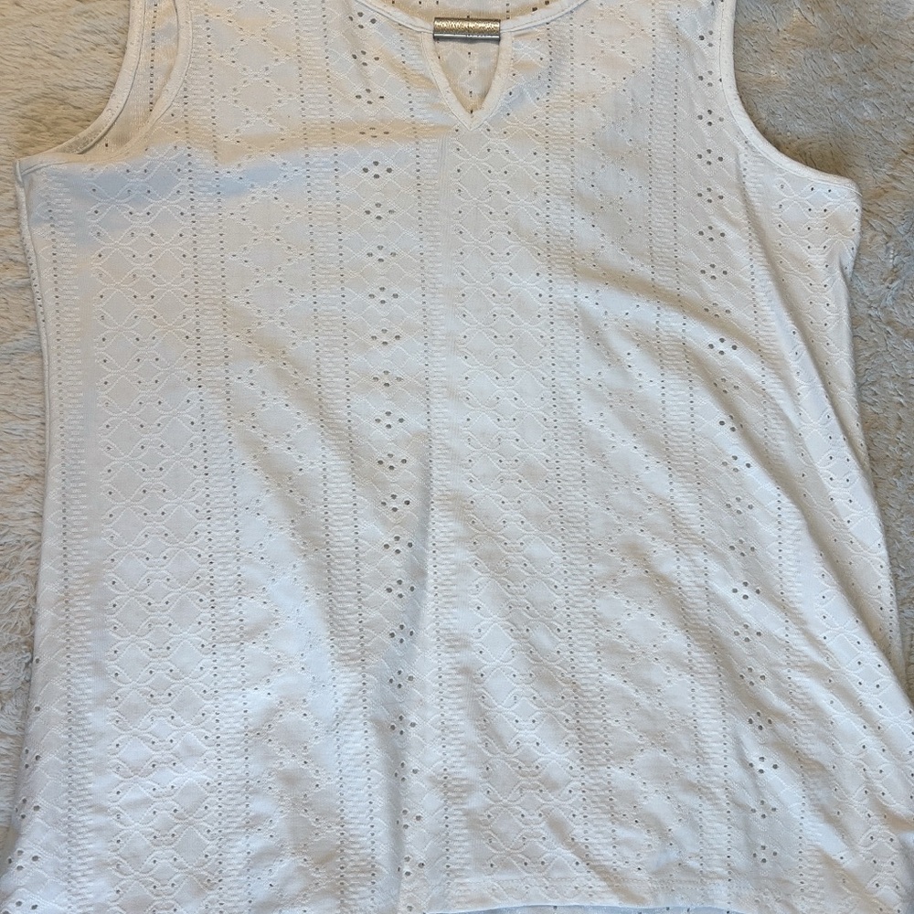 White Sleeveless Eyelet Top